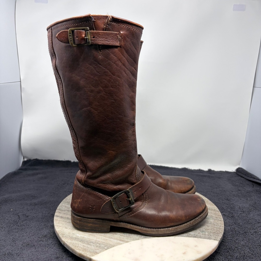 Frye Campus 14L Brown Leather Tall Harness Boots Womens 8.5 B Equestrian Western - Picture 7 of 10